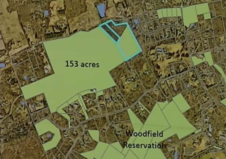 Shows the parcels of land the town wants to buy.
